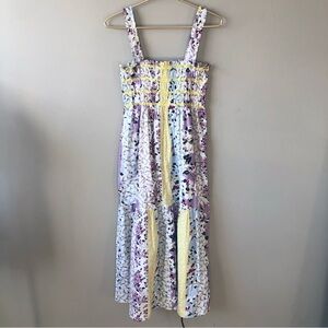 French Connection Floral Cotton Smocked Tiered Midi Nap Dress 6